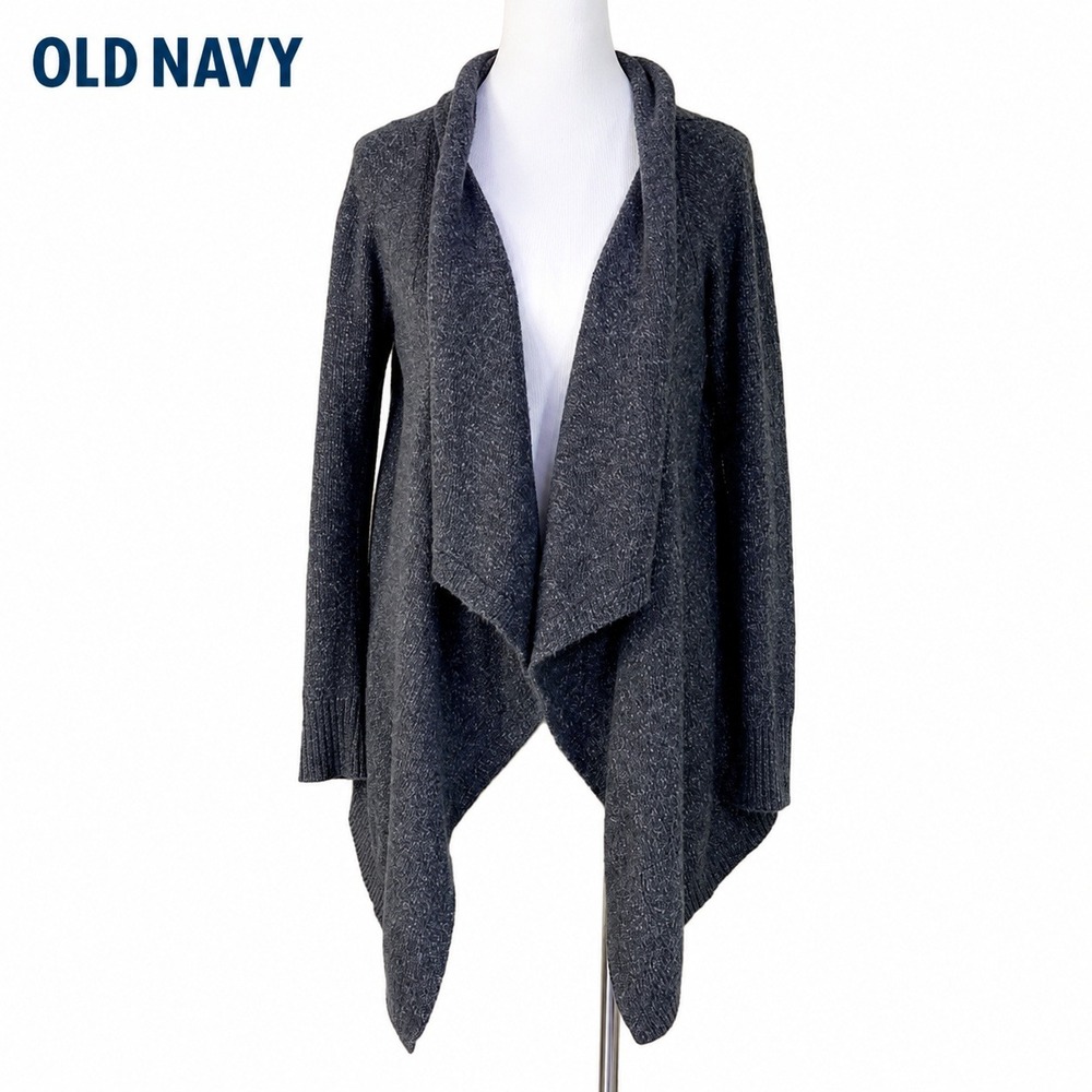 Old Navy Womens XS Gray Open Front Cardigan Sweater Draped Waterfall Long Sleeve